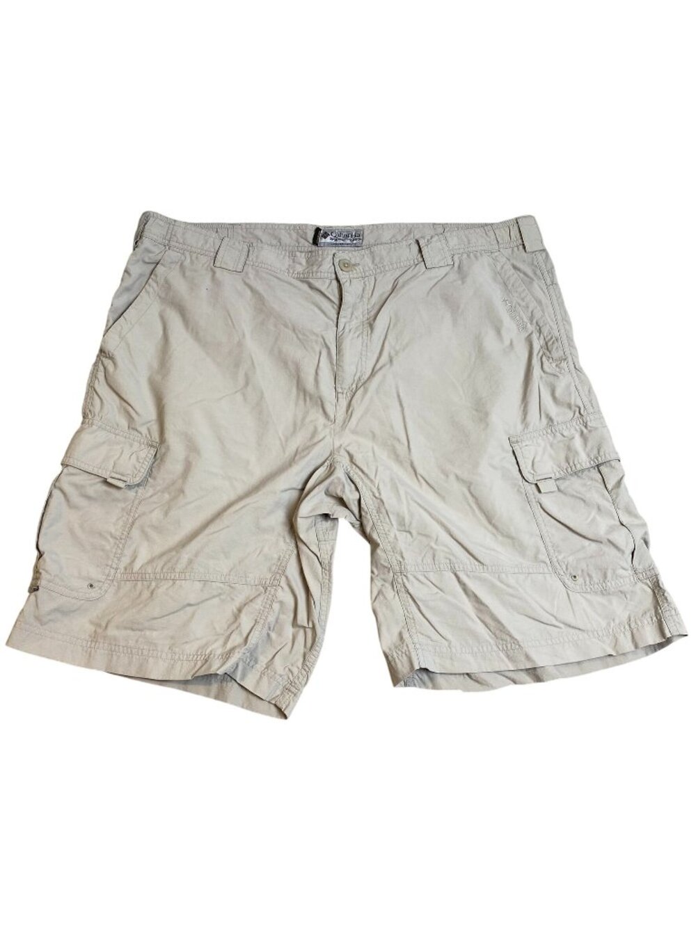 Columbia Men's Cargo Shorts XL Khaki Nylon Outdoors Casual Summer Flat Front